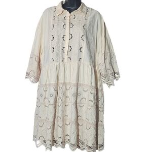 ASOS EDITION mini shirt dress with cutwork in peach